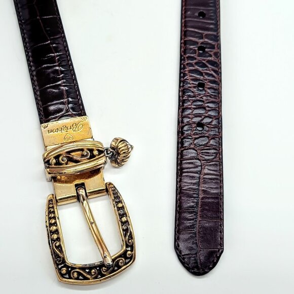 Vintage Brighton Oxblood Leather Croco Embossed Belt - Picture 3 of 7